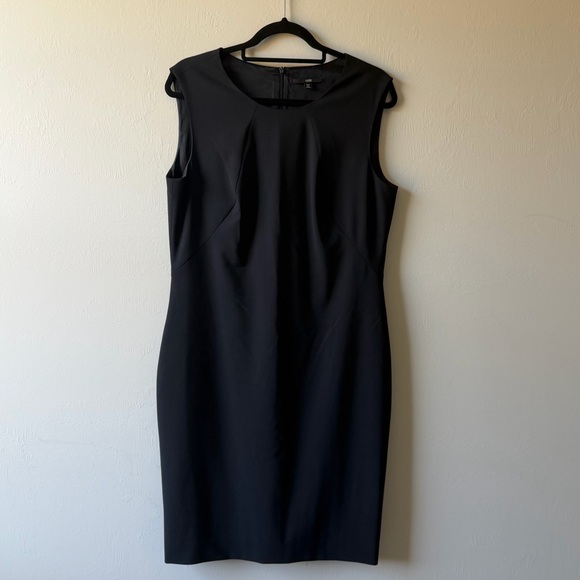 HUGO BOSS Black Midi Sheath Dress Women’s Size 10 Virgin Wool - Picture 2 of 15